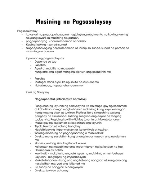 PAGSASALAYSAY: Tagalog.
